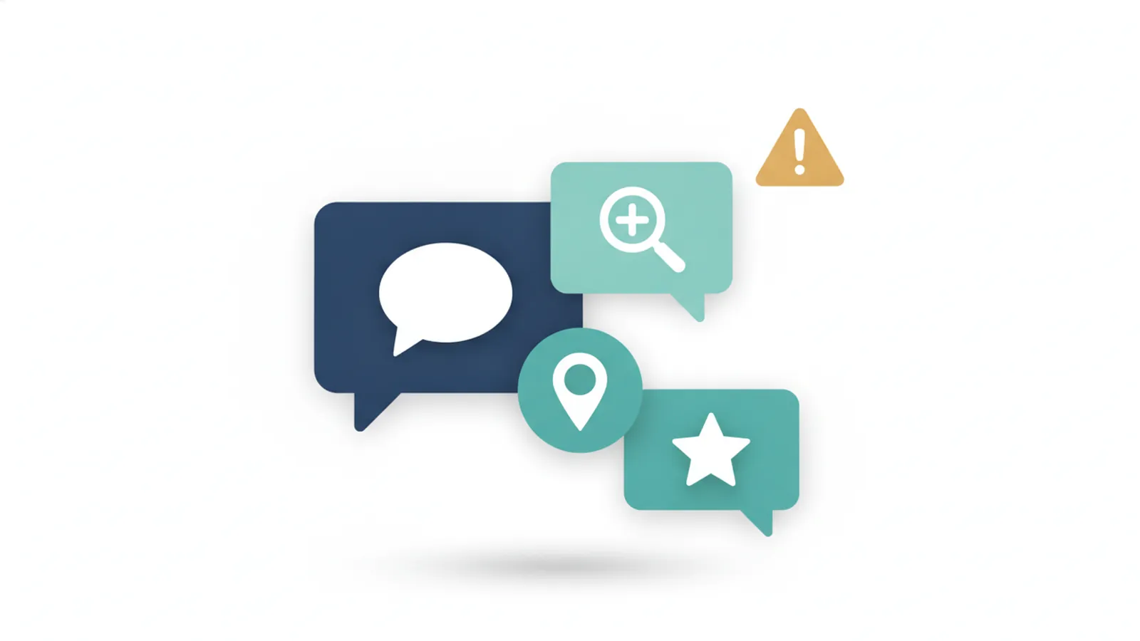 Speech bubbles with chat, map pin, star and search icons