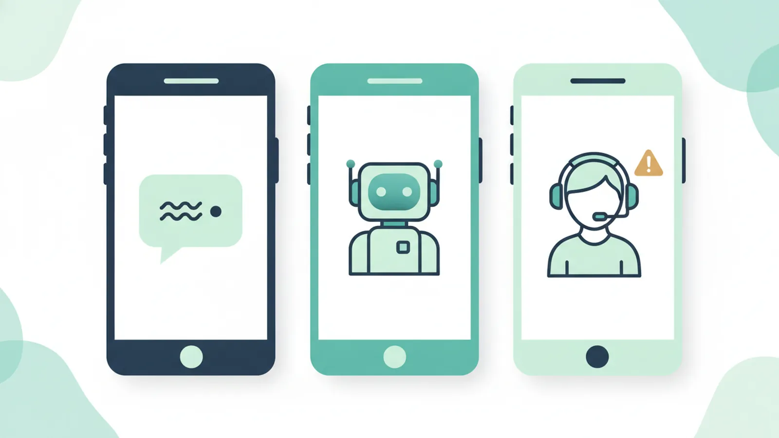 Three call options: text reply, AI assistant and human headset
