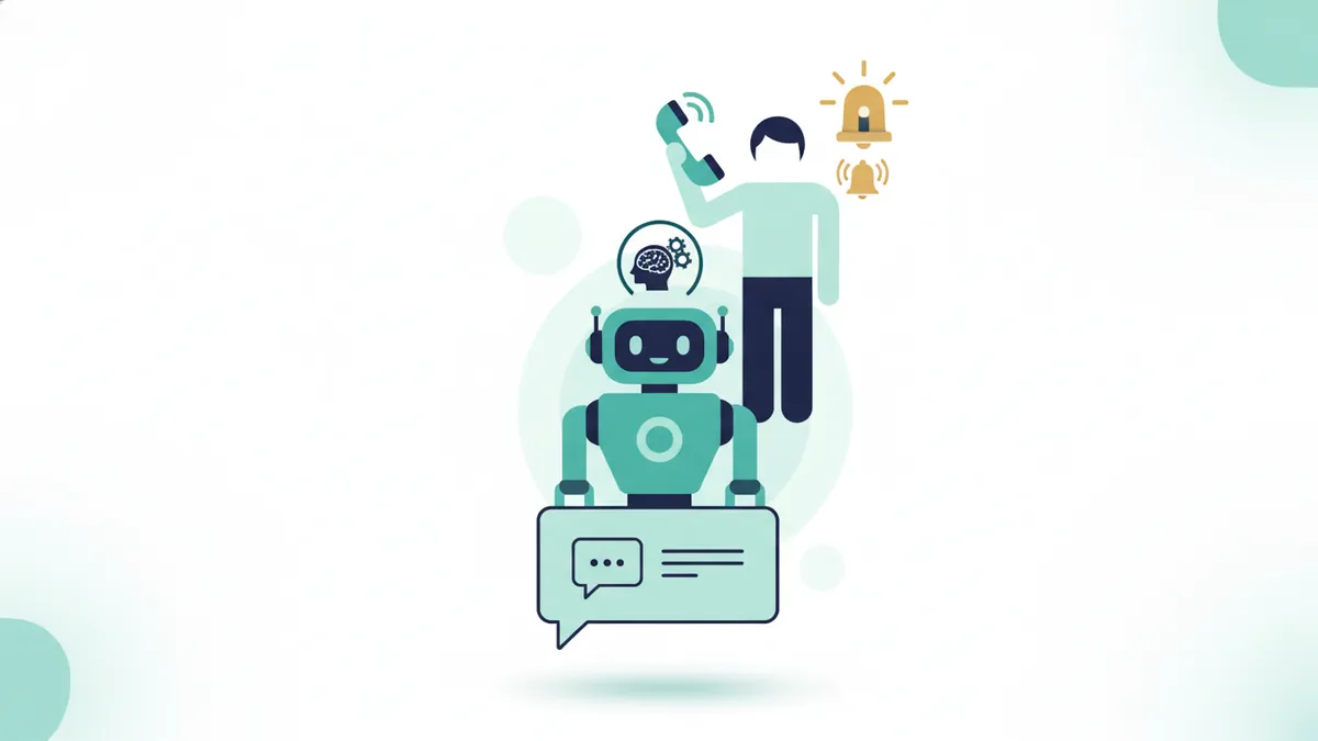 Layered setup with text reply, AI assistant and a person for urgent calls