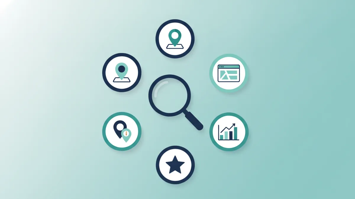 Five areas an audit checks: visibility, website, tracking, trust and competitors
