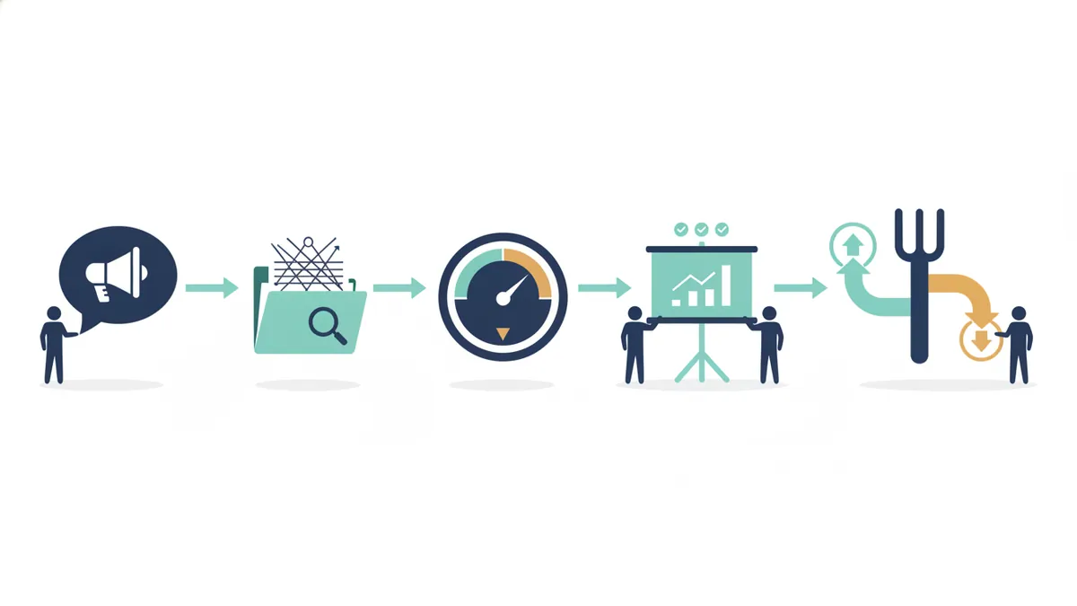 Five-step audit process from briefing to review and decision