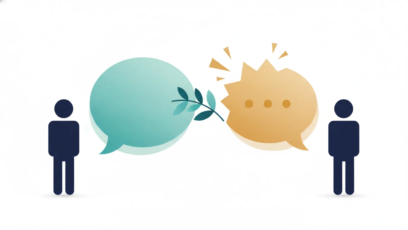 Calm reply bubble answering a critical review bubble