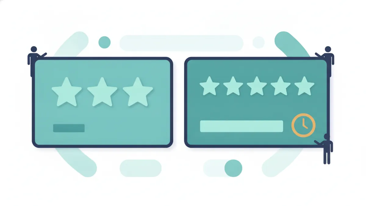 Two review panels comparing a few reviews against many recent reviews