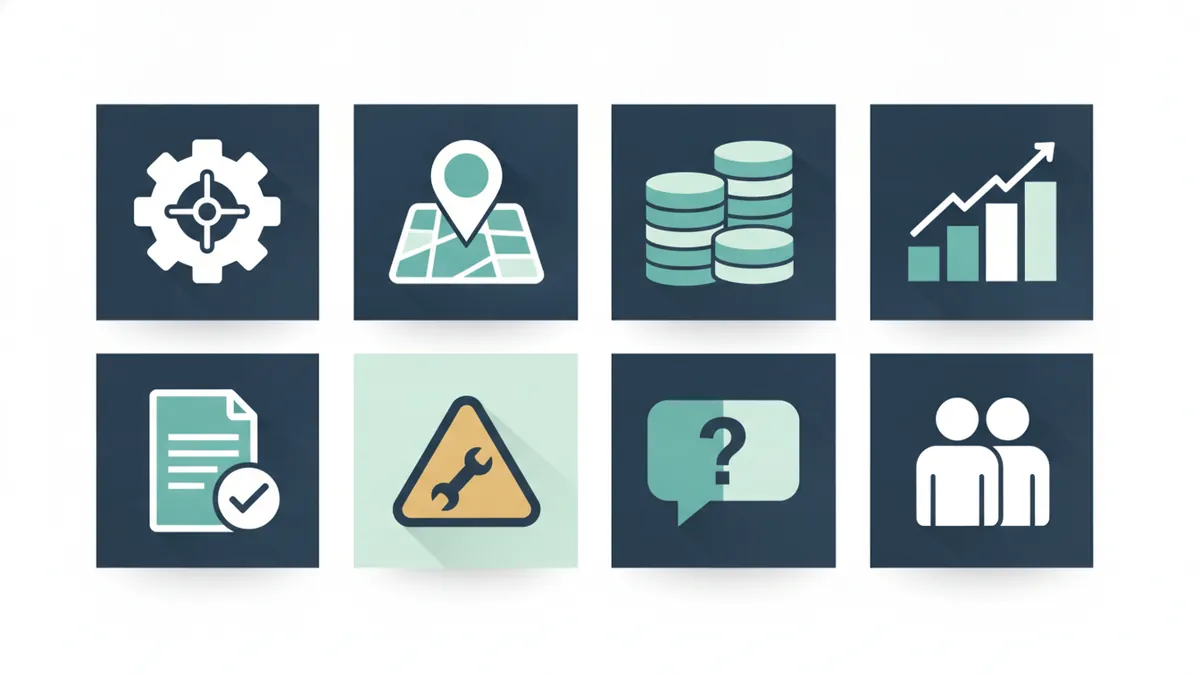 Eight tiles representing the content types a local business needs
