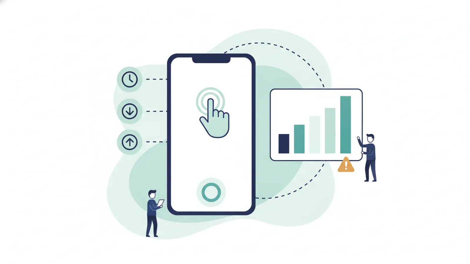 Phone with a tap-to-call button linked to a chart and call log