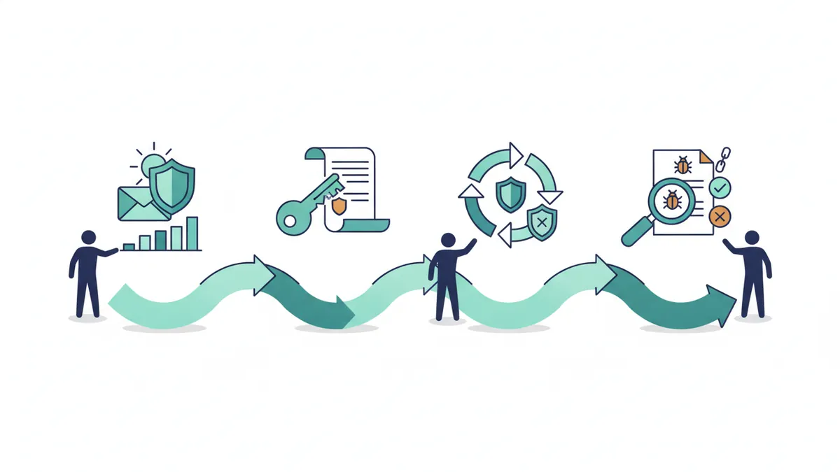 Four-step email authentication set-up path