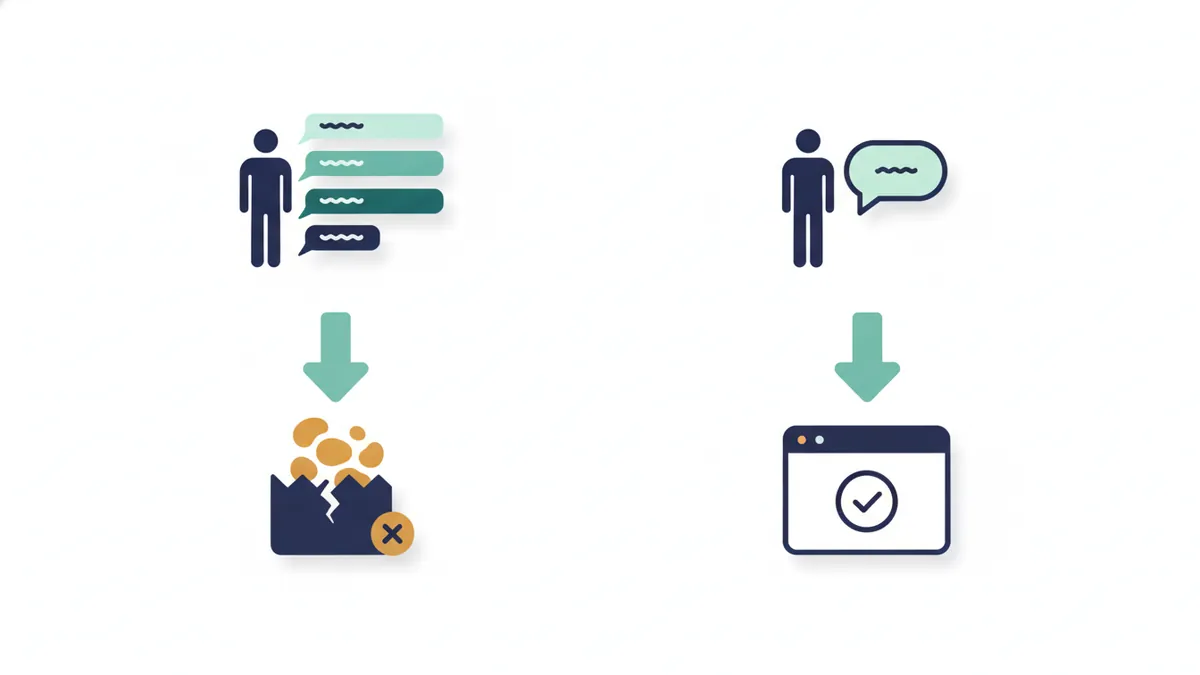 Two columns comparing email and text