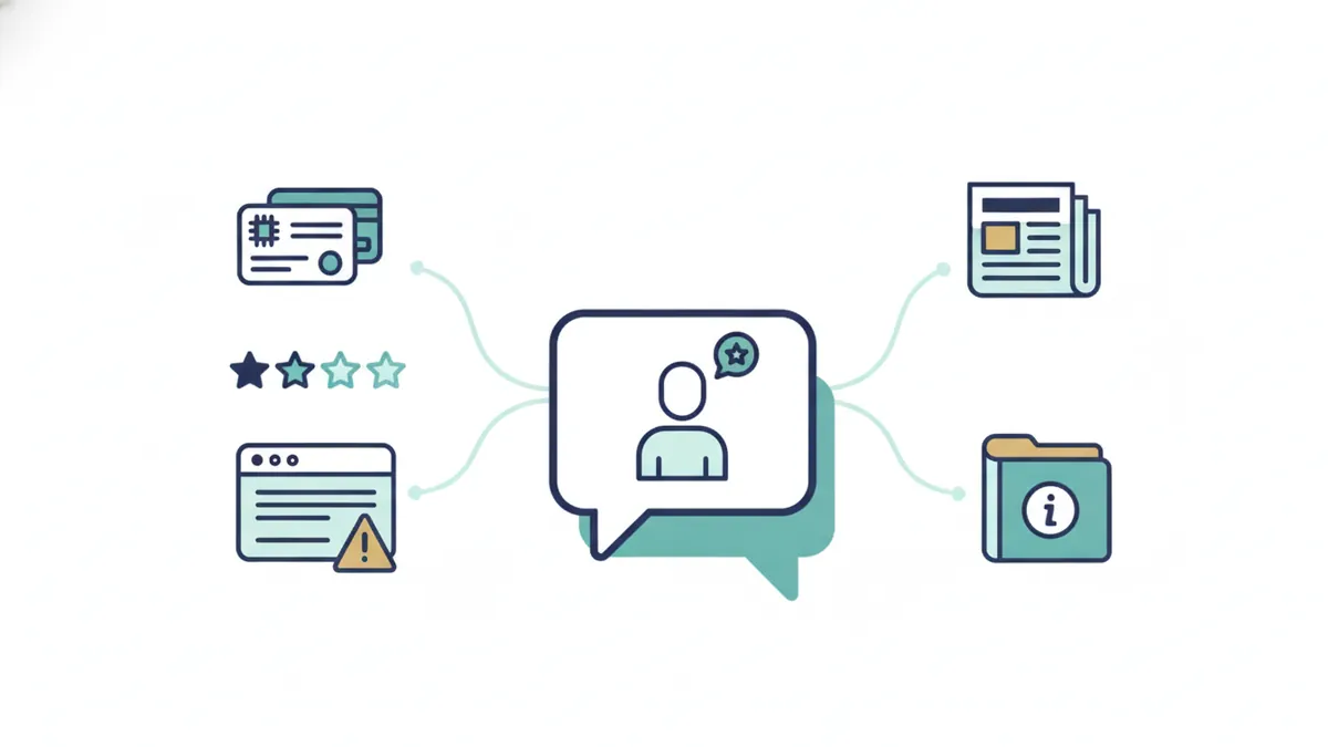 Sources such as listings, reviews, website and news feeding an AI answer