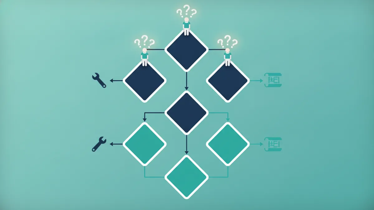 Five-question decision flow leading to fix or redesign