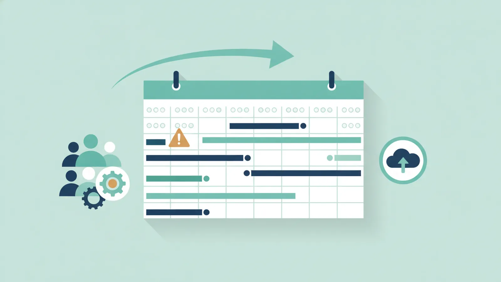 Calendar with bars of different lengths for types of work