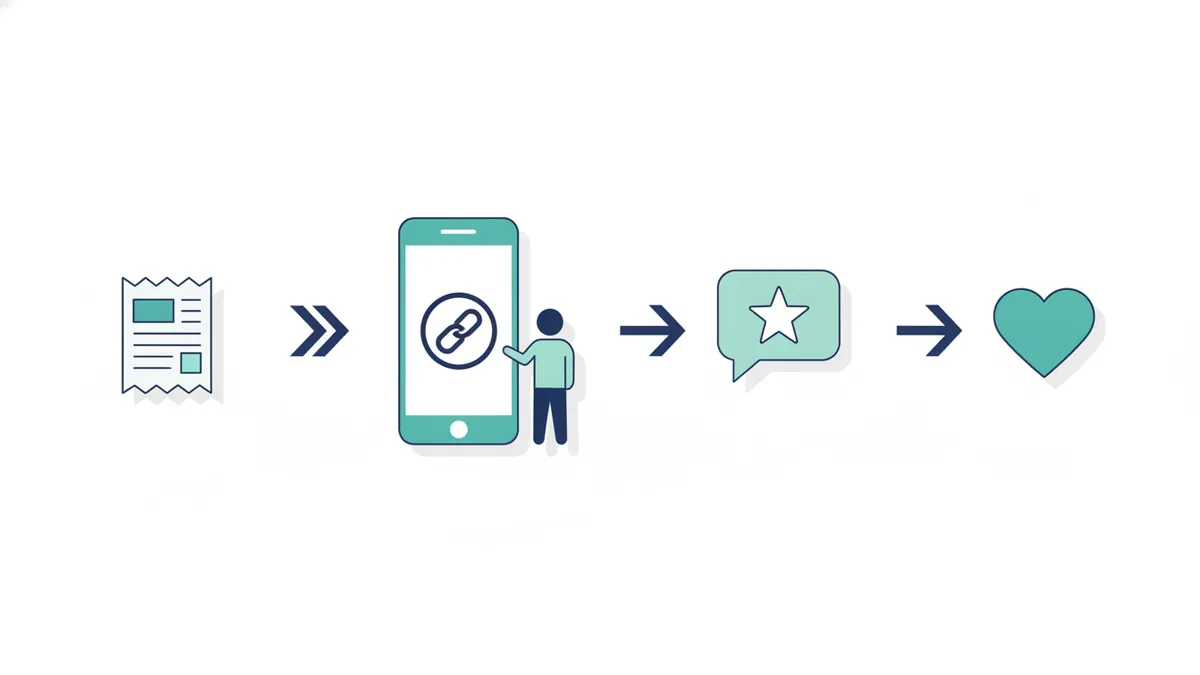 Flow from completed job to review link to honest review and thank-you