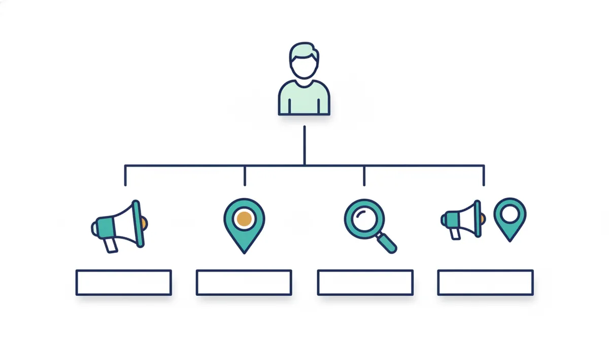 Decision paths leading to ads, SEO or both