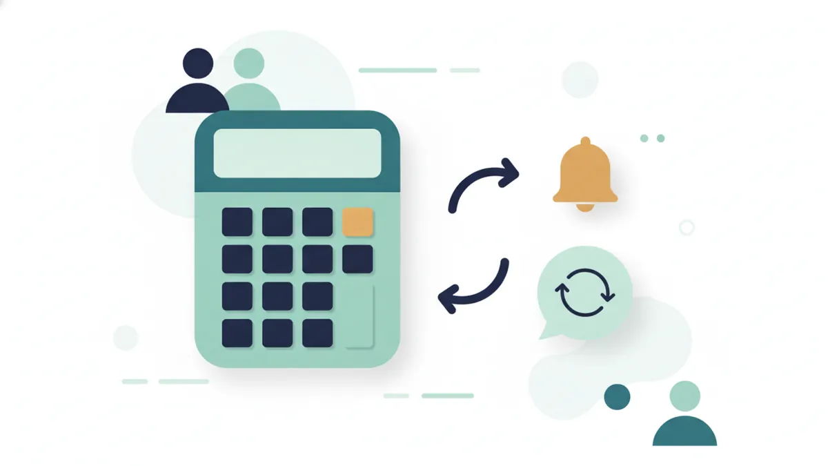 Calculator with arrows to an alert bell and automatic reply