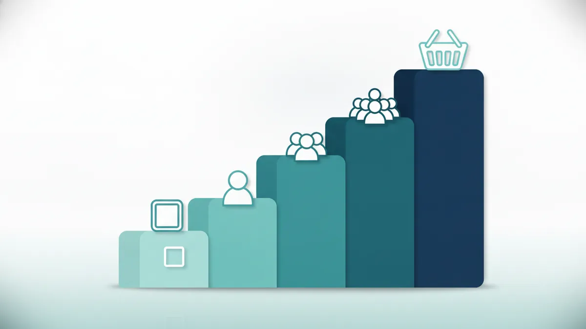 Five rising steps representing website routes from builder to agency to ecommerce