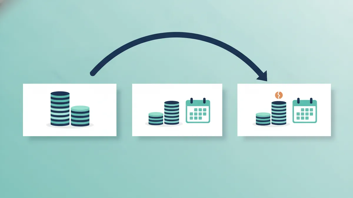 Three-year timeline with coin stacks showing build and ongoing website costs